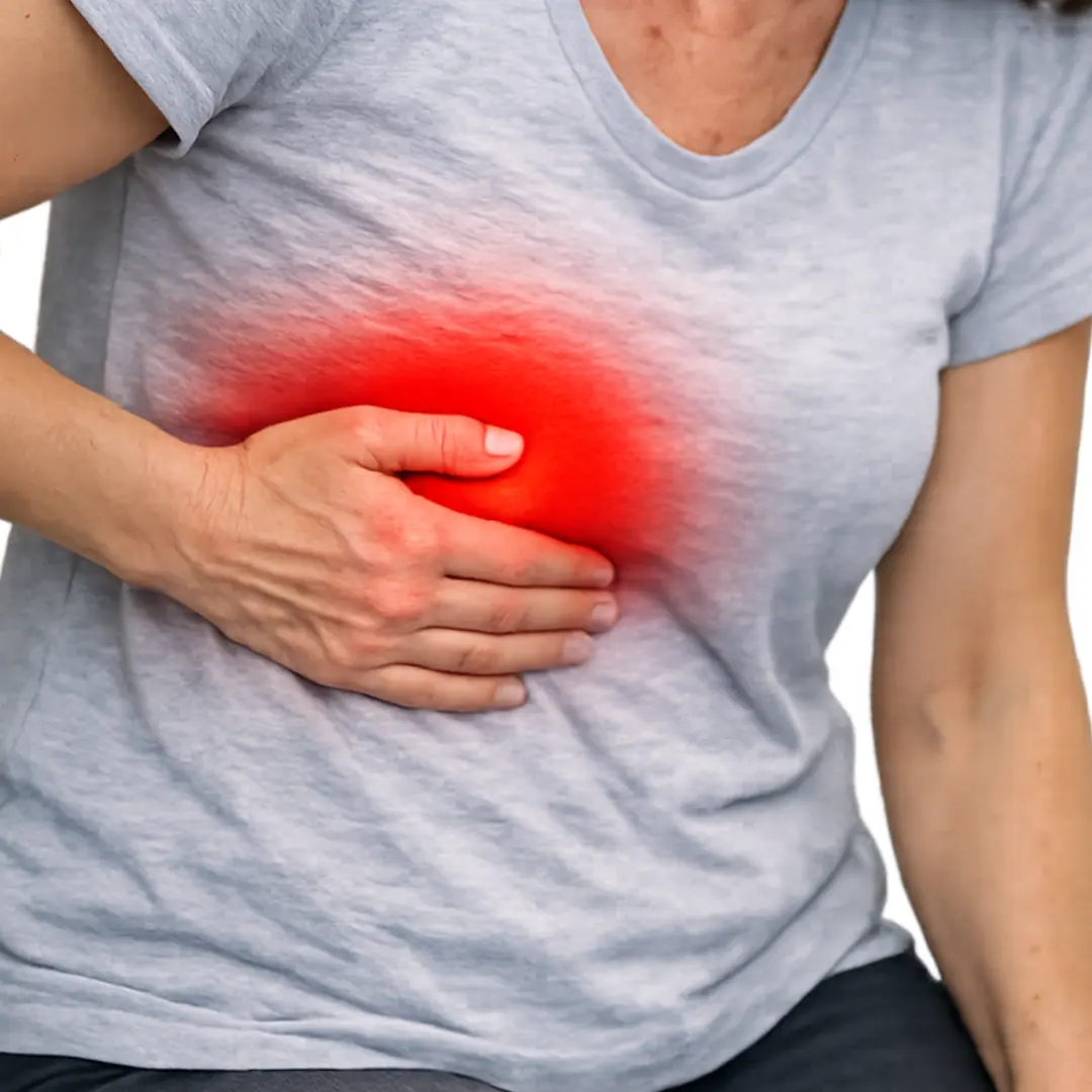 Severe pain in the upper right abdomen